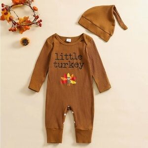 Thanksgiving Turkey Baby One Piece with Hat